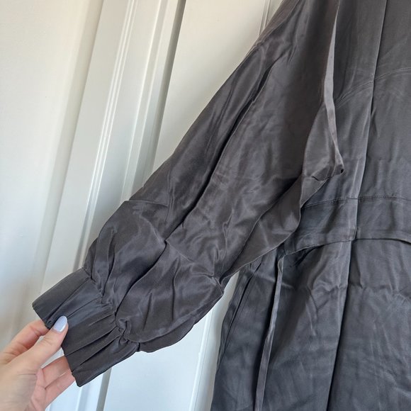 Lunya Washable Silk Robe L/XL Black Eclipse Self Tie Belt Pockets Hypoallergenic - Picture 11 of 11